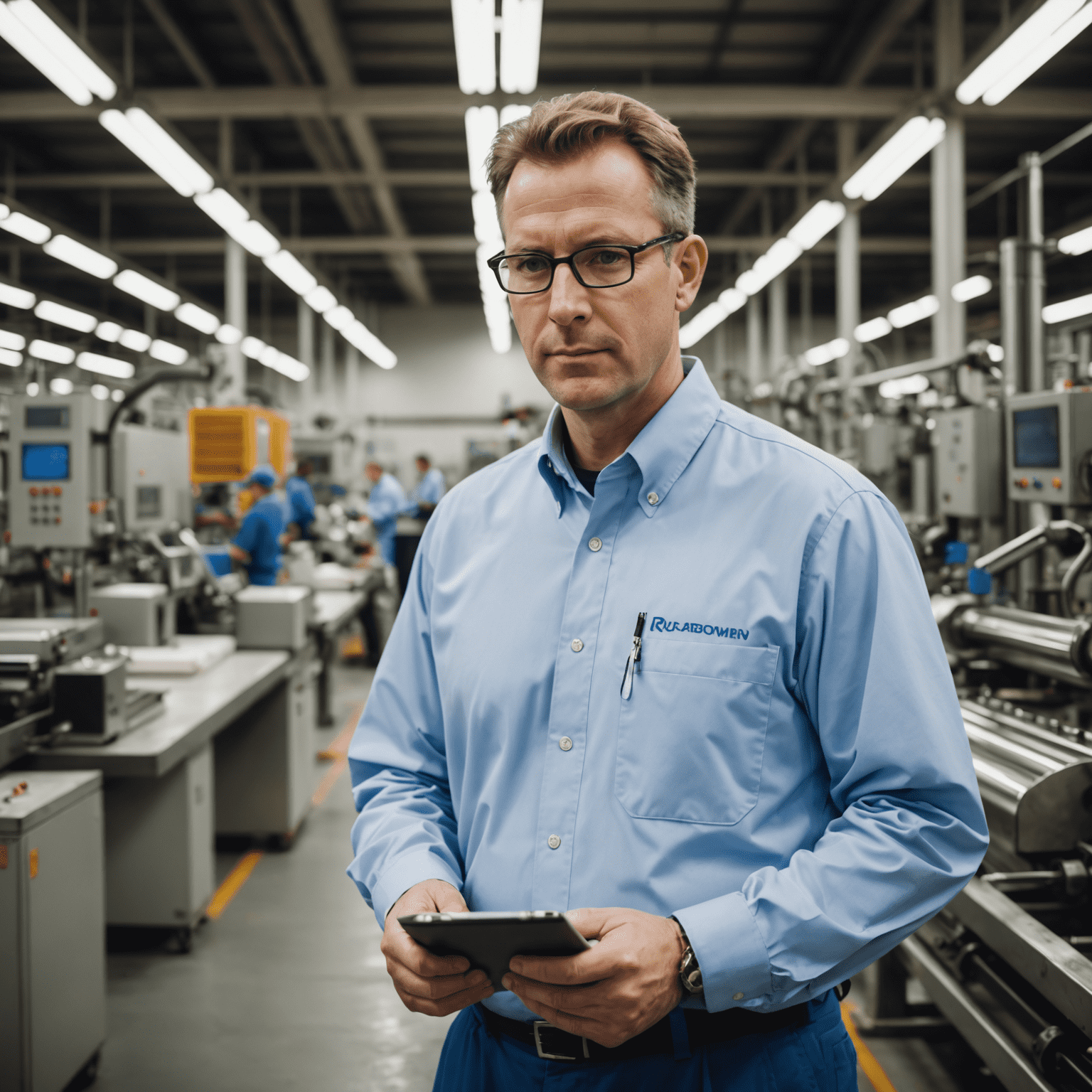 A manager overseeing a streamlined manufacturing process